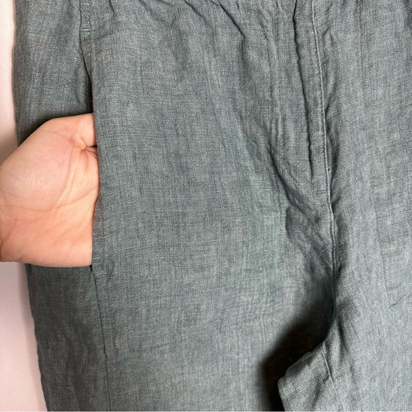 Eileen Fisher 100% Organic Linen Wide Leg Pants Blue Green Small Lagenlook - Picture 5 of 12